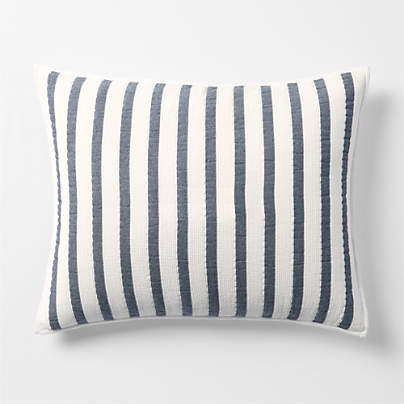 Navy Blue Stripe Waffle Weave Organic Cotton Kids Pillow Sham