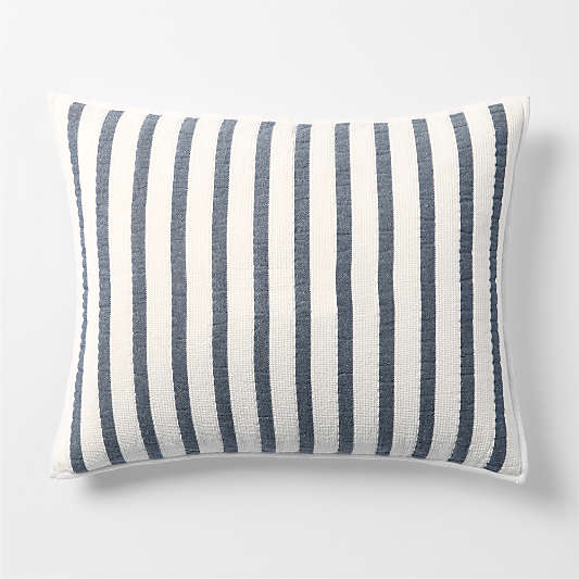Navy Blue Stripe Waffle Weave Organic Cotton Kids Pillow Sham