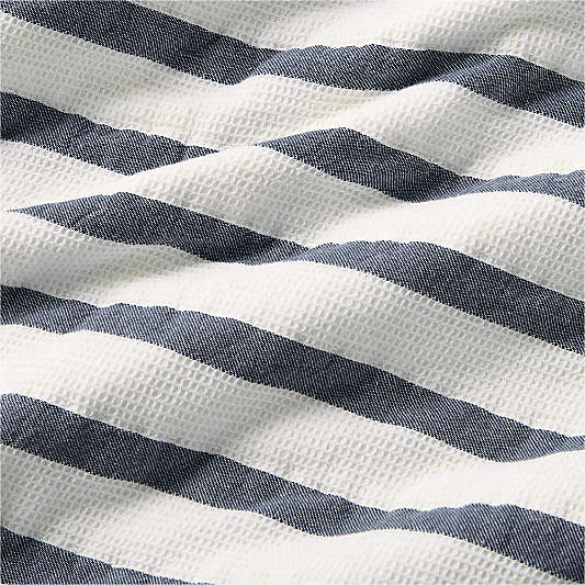 Stripe Waffle Weave Deep Indigo 100% Organic Cotton Kids Twin Quilt