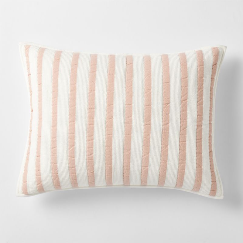 Viewing product image Pink Striped Waffle Weave Organic Cotton Kids Pillow Sham - image 1 of 11