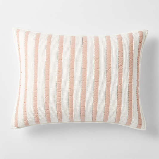 Pink Striped Waffle Weave Organic Cotton Kids Pillow Sham