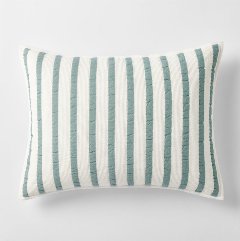 Teal Striped Waffle Weave Organic Cotton Kids Pillow Sham - image 0 of 13