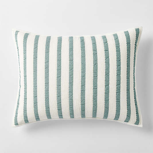 Teal Striped Waffle Weave Organic Cotton Kids Pillow Sham