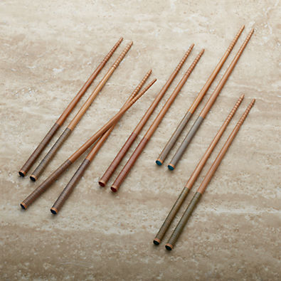 View Striped Bamboo Chopstick, Set of 5 Pairs details