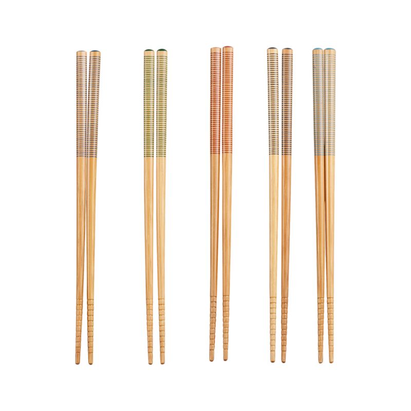 Striped Bamboo Chopstick, Set of 5 Pairs - image 4 of 6