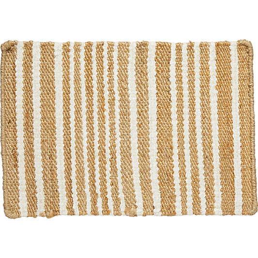 Striped Chenille Ivory Kids Area Rug Swatch