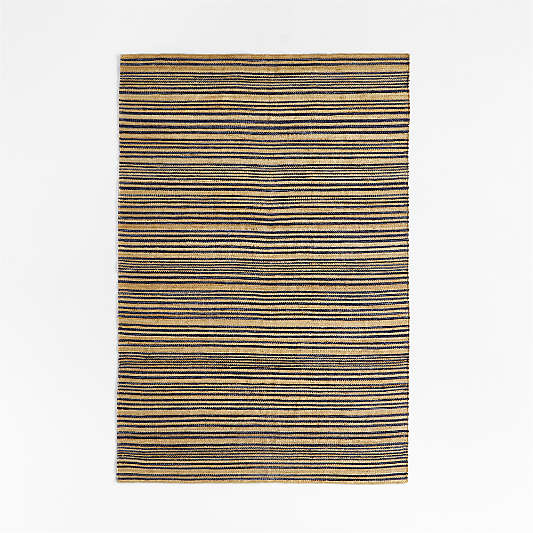 Striped Chenille Charcoal Kids Area Rug 6x9