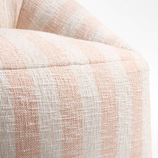 Elegant Pink Striped Organic Cotton Kids Lounge Chair