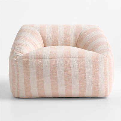 Elegant Pink Striped Organic Cotton Kids Lounge Chair