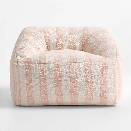 Elegant Pink Striped Organic Cotton Kids Lounge Chair