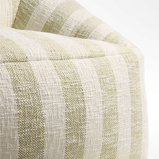 Moss Green Striped Organic Cotton Kids Lounge Chair