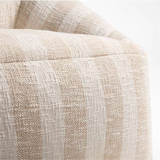 Charlie Stone Tan Striped Organic Cotton Kids Lounge Chair