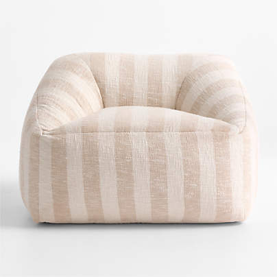 Stone Tan Striped Organic Cotton Kids Lounge Chair