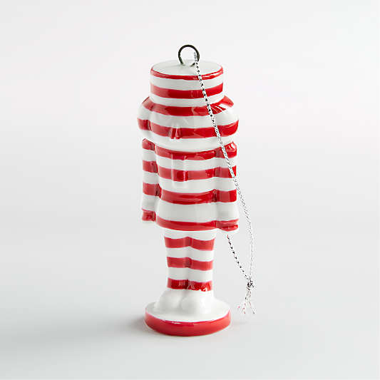 Red/White Striped Nutcracker Christmas Ornament