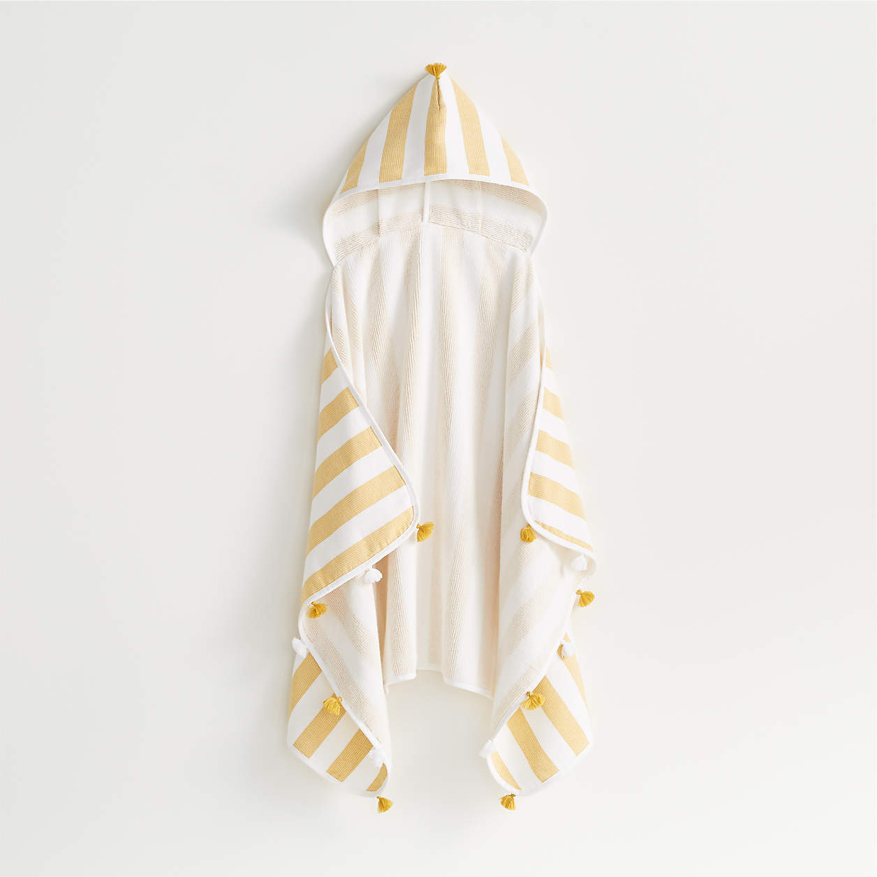 Yellow Striped Organic Personalized Kids Hooded Towel with Tassels + Reviews Crate & Kids