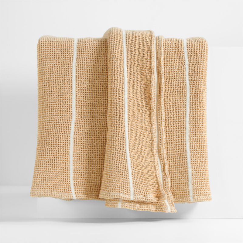 Organic Cotton 80"x80" Fawn Brown Striped Waffle Oversized Throw Blanket - image 0 of 6