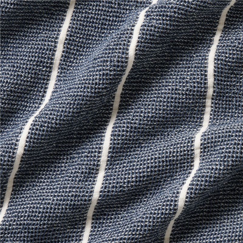 Organic Cotton 80"x80" Deep Indigo Striped Waffle Oversized Throw Blanket