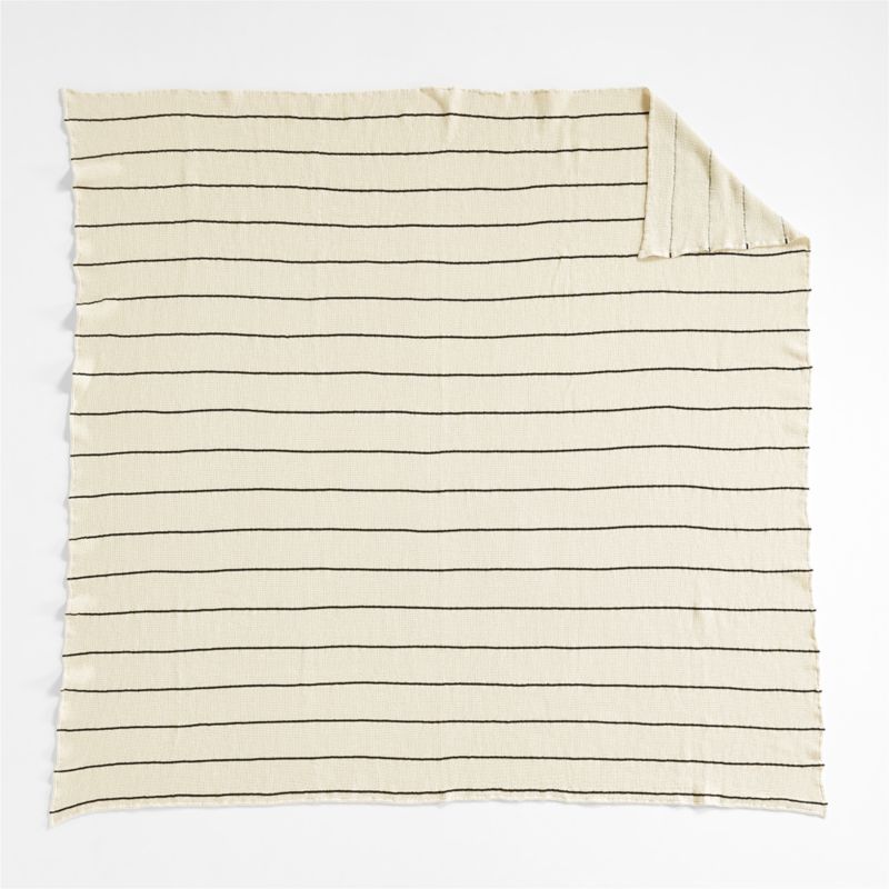 Organic Cotton 80"x80" Pampas Ivory Striped Waffle Oversized Throw Blanket - image 4 of 6