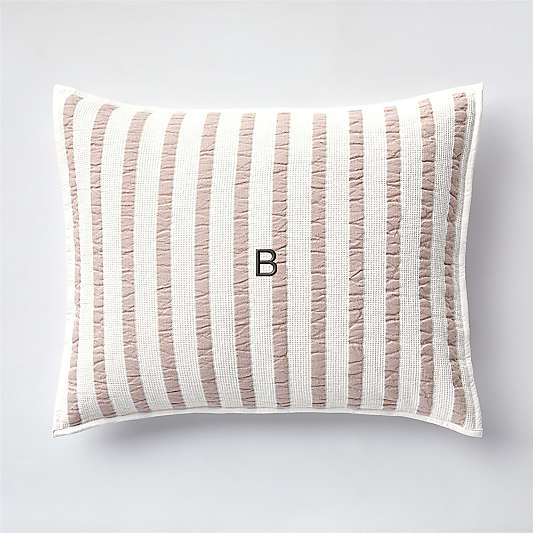 Striped Waffle Weave Violet Rose Organic Cotton Kids Pillow Sham