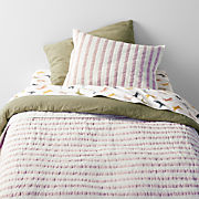 Stax Blue Pajama Stripe Organic Cotton Percale Kids Twin Sheet Set