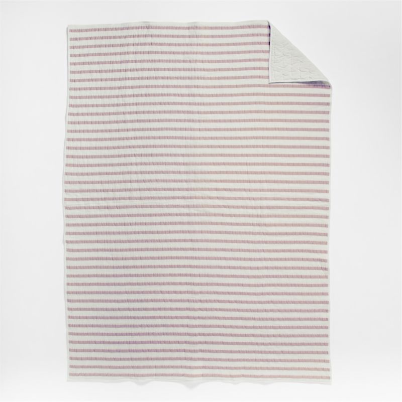 Classic Mauve Striped Waffle Weave Organic Cotton Kids Twin Quilt