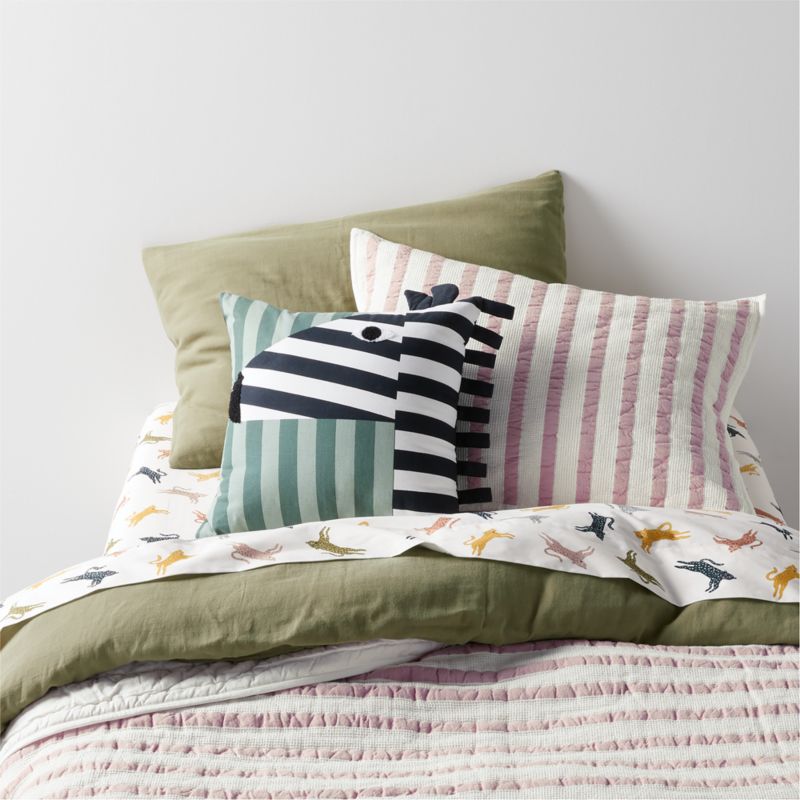 Classic Mauve Striped Waffle Weave Organic Cotton Kids Twin Quilt