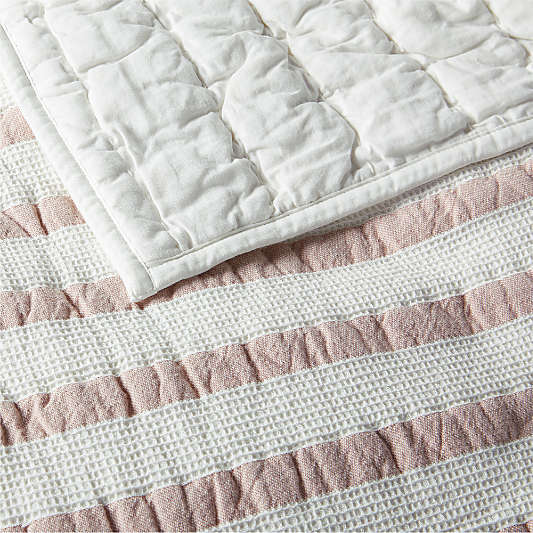 Striped Waffle Weave Violet Rose 100% Organic Cotton Kids Full/Queen Quilt