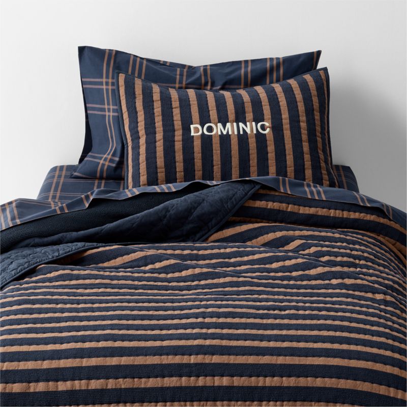Deep Indigo Stripe Waffle Weave 100% Organic Cotton Kids Full/Queen Quilt - image 8 of 15