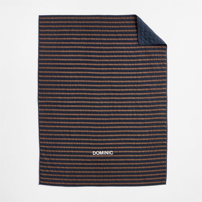 Deep Indigo Stripe Waffle Weave 100% Organic Cotton Kids Full/Queen Quilt - image 4 of 15