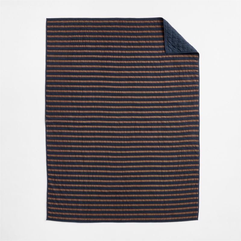 Deep Indigo Stripe Waffle Weave 100% Organic Cotton Kids Full/Queen Quilt - image 5 of 15