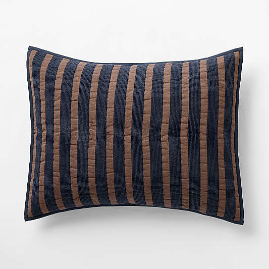 Stripe Waffle Weave Deep Indigo Organic Cotton Kids Pillow Sham