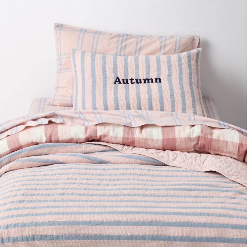 Lilac Rose Stripe Waffle Weave 100% Organic Cotton Kids Full/Queen Quilt - image 5 of 11