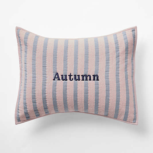 Stripe Waffle Weave Lilac Rose Organic Cotton Kids Pillow Sham