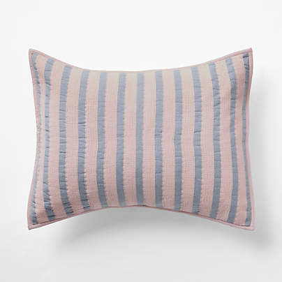 Stripe Waffle Weave Lilac Rose Organic Cotton Kids Pillow Sham