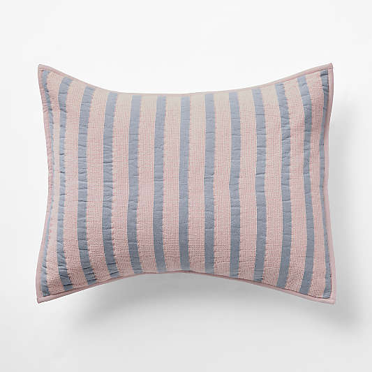 Stripe Waffle Weave Lilac Rose Organic Cotton Kids Pillow Sham