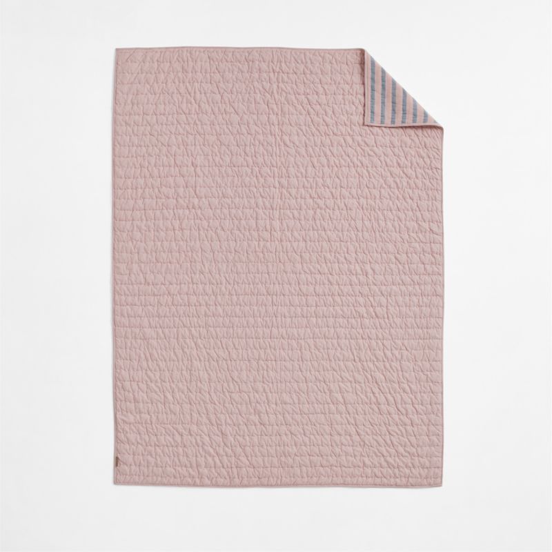 Lilac Rose Stripe Waffle Weave 100% Organic Cotton Kids Full/Queen Quilt - image 3 of 11