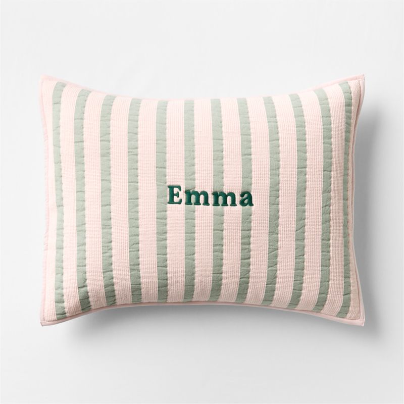Stripe Waffle Weave Pale Pink Organic Cotton Kids Pillow Sham - image 1 of 6