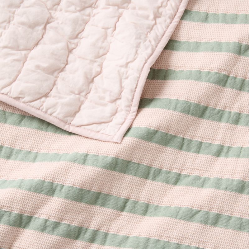 Stripe Waffle Weave Pale Pink Organic Cotton Kids Full/Queen Quilt - image 3 of 8