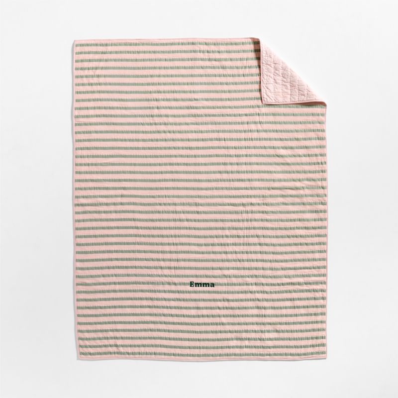 Stripe Waffle Weave Pale Pink Organic Cotton Kids Full/Queen Quilt - image 1 of 8