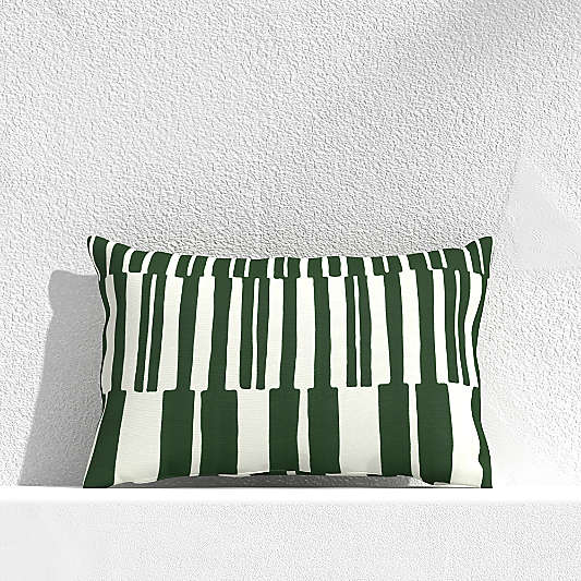 Striped Lines Green 20"x13" Outdoor Pillow