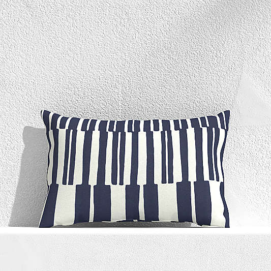 Striped Lines Navy Outdoor Pillow