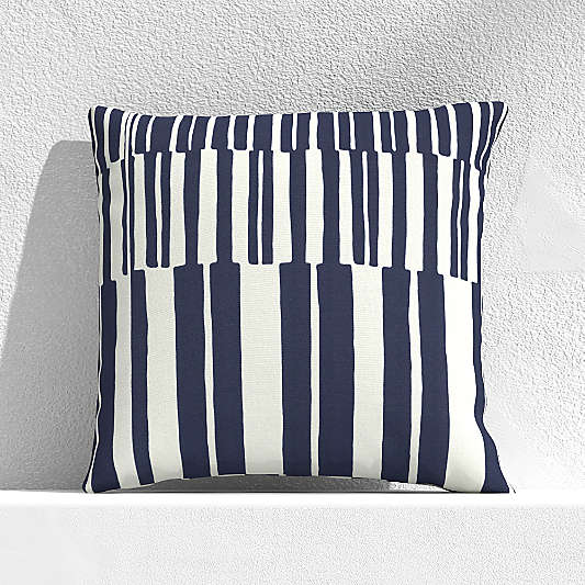 Striped Lines Navy 20" Outdoor Pillow