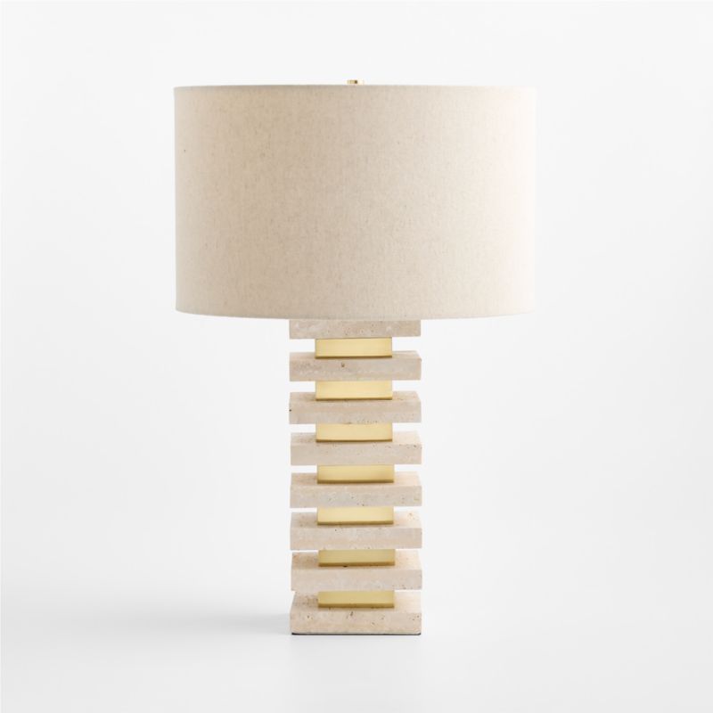 Strata Travertine Table Lamp with Fabric Shade 24.5" - image 4 of 5