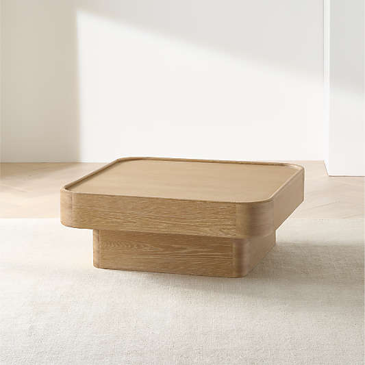 Stratton Natural Oak Wood 42" Square Coffee Table