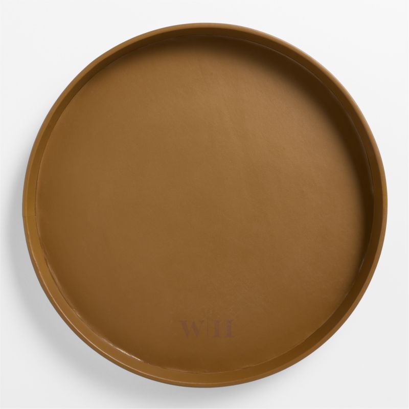 Stratton Large Round Maple Leather Decorative Tray 20" - image 5 of 6