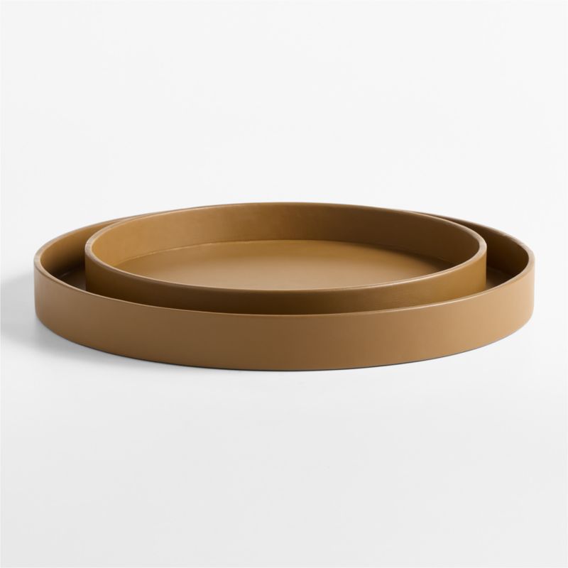 Stratton Large Round Maple Leather Decorative Tray 20" - image 1 of 6