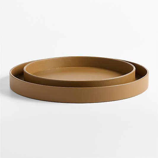 Stratton Round Maple Leather Decorative Tray 16"-20"