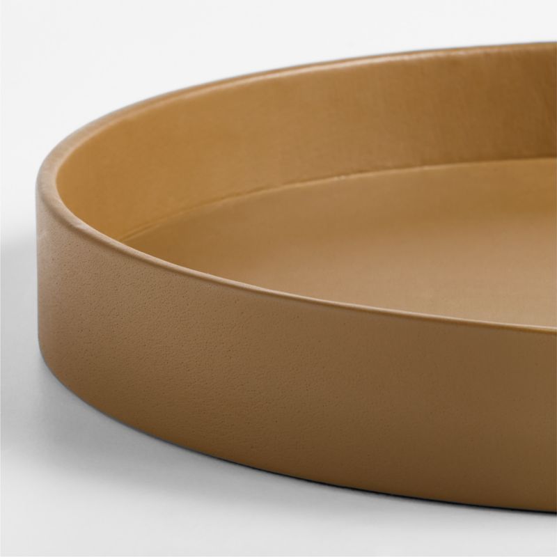 Stratton Large Round Maple Leather Decorative Tray 20" - image 3 of 6