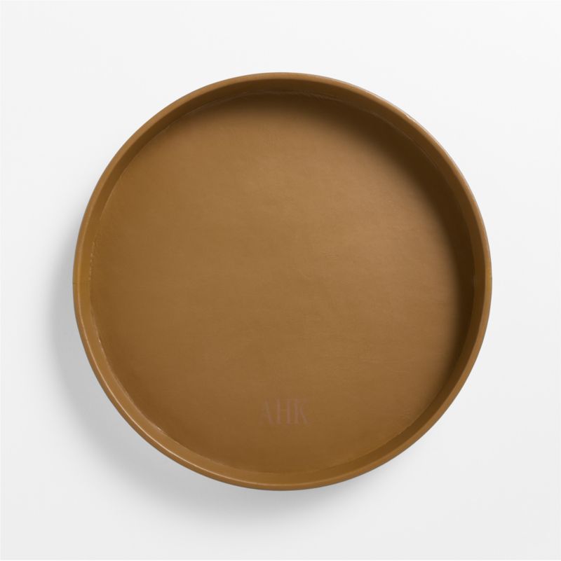 Stratton Small Round Maple Leather Decorative Tray 16" - image 4 of 6
