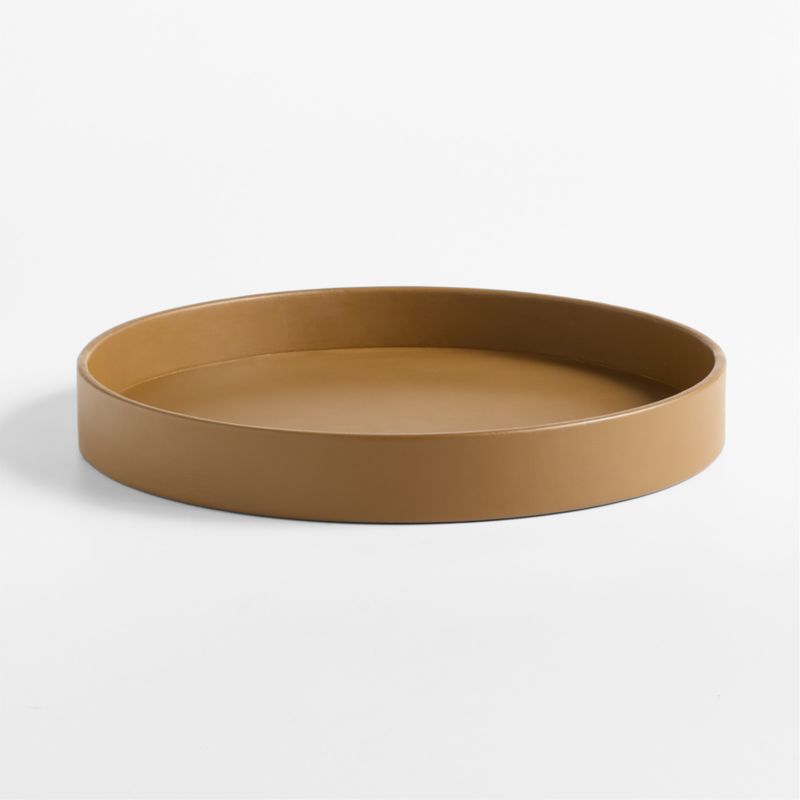 Stratton Small Round Maple Leather Decorative Tray 16" - image 5 of 6